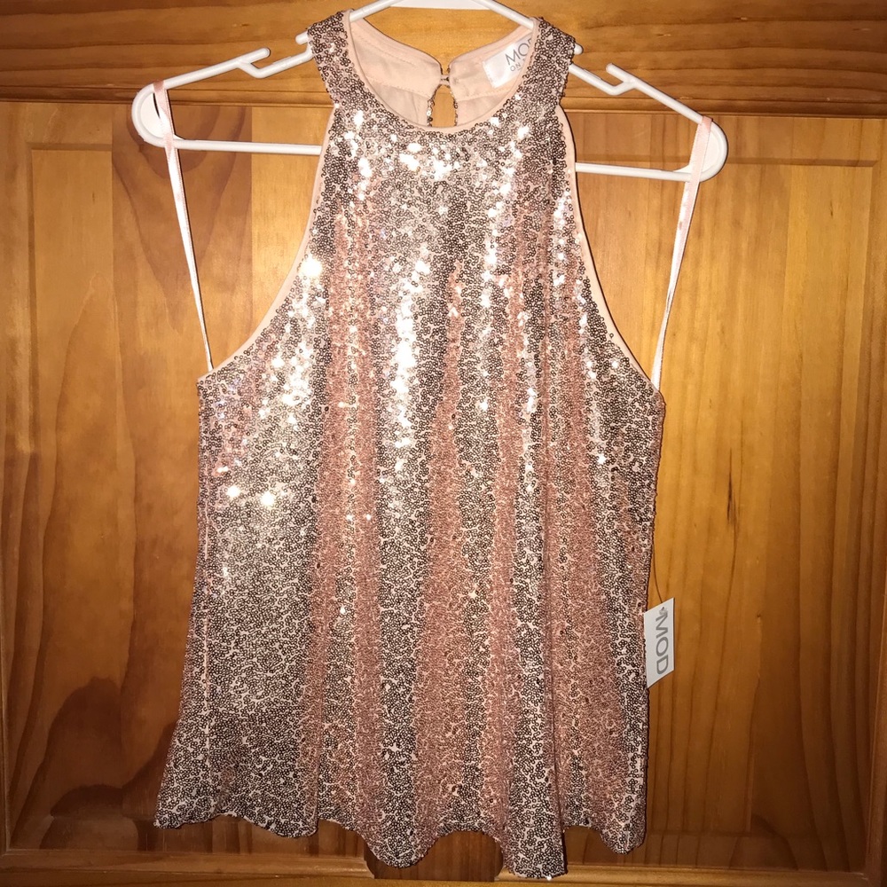 NWT Small Gold Sequin Halter Top